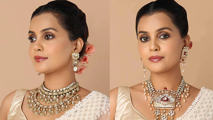 7 Necklaces Jewellery for Pink Lehenga