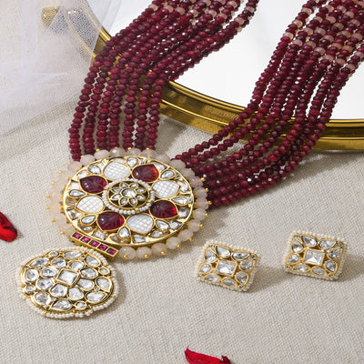 Luxuriant Necklace With Earrings - JBRMR24NKS63