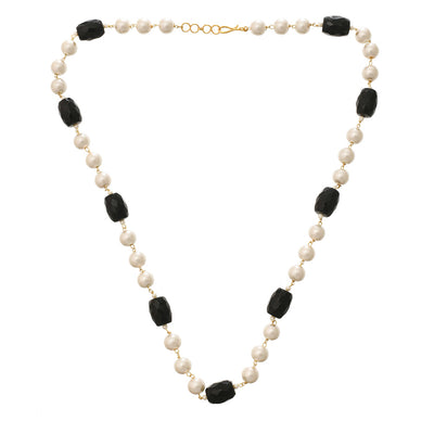 Black Onyx Tumble Pearl Necklace - MS344F