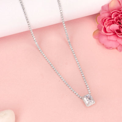 Silver Plated CZ Square Pendent - SIA427595