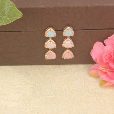 Tringle Pink & Blue Dangle Earring - SIA427783