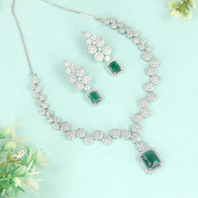 CZ Elements of Emerald Necklace Set - SIA428679