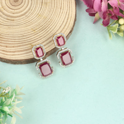 Glowing Red Ruby Diamond Earrings - SIA428804