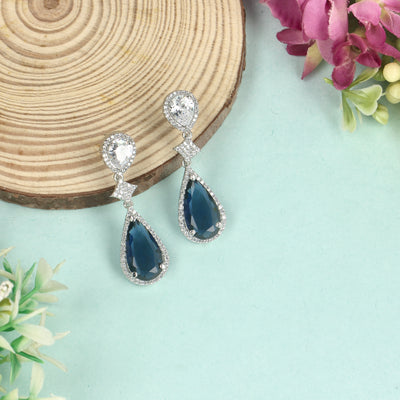 Blue Diamond Dangle Drop Earrings - SIA428809