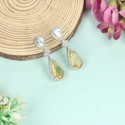 Yellow Diamond Dangle Drop Earrings - SIA428812