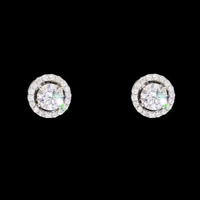 92.5 Silver Round Solitaire with Halo Studs By Treszuri L1452