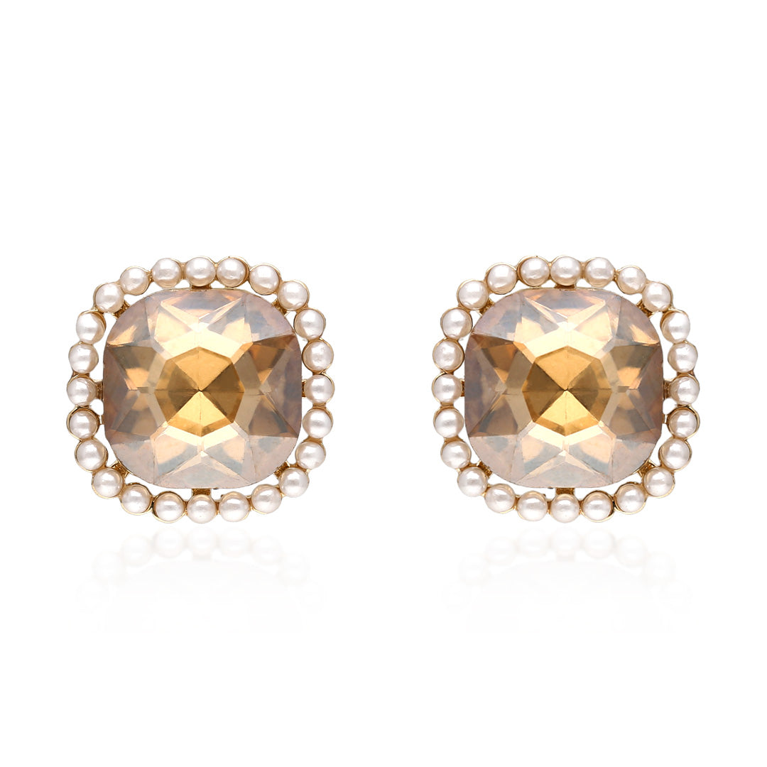 Diamond Studded Square Earrings - SIA411651