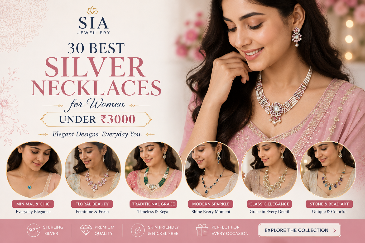 30 Best Silver Necklaces for Women Under ₹3000