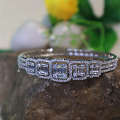 Silver Square-Cut Crystal Bracelet - SIA450973
