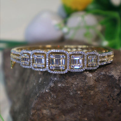 Gold Bracelet with Square Halo Diamond Design - SIA450972