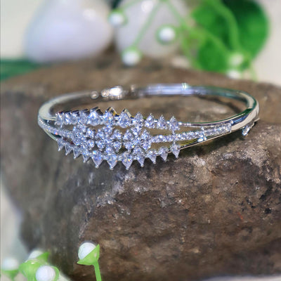 Silver Crystal Cluster Bracelet - SIA450963