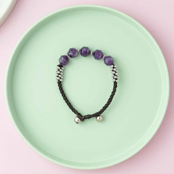 Amethyst Center Beads bracelet, with Silver-Plated Balls. - TMV_BRCT21