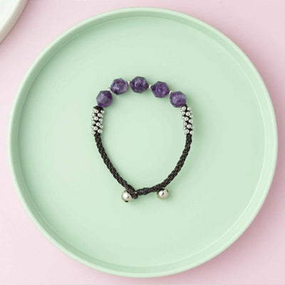 Amethyst Center Beads bracelet, with Silver-Plated Balls. - TMV_BRCT21