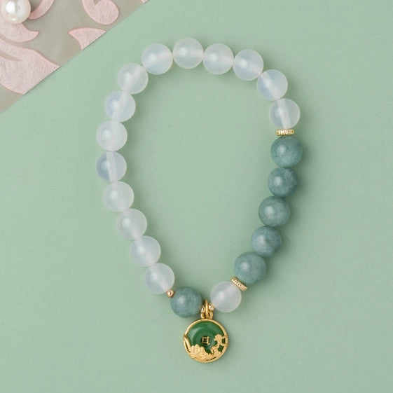Shaded White and Blue Stone Bracelet with Unique Arrangement. - TMV_BRCT25