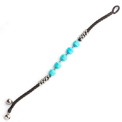 Turquoise Blue Center Beads Bracelet, with Silver-Plated Balls. - TMV_BRCT20