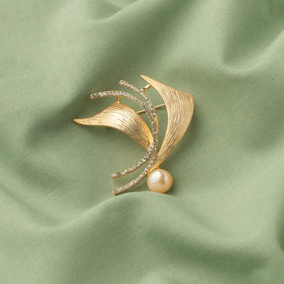 Geometric Shape Brooch with Golden Pearl Detail - TMV_BR2
