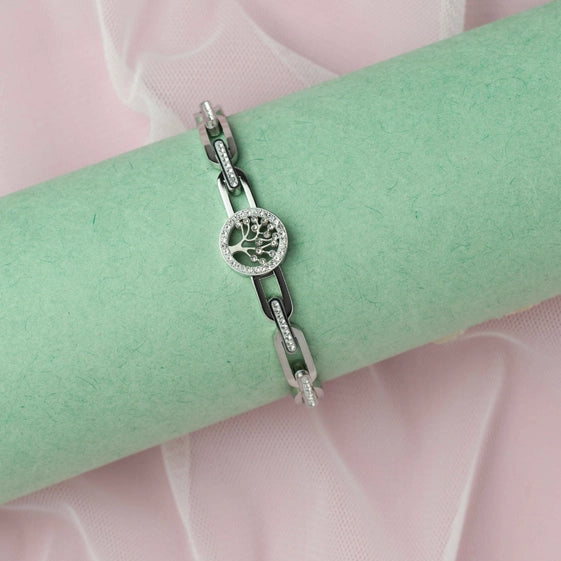 Tree of Life Silver Kada with AD Embellishments. - TMV_BRCT3