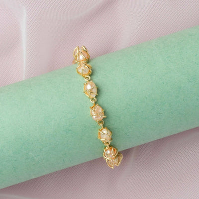 Pinkish White Pearl Loose Bead Bracelet. - TMV_BRCT16