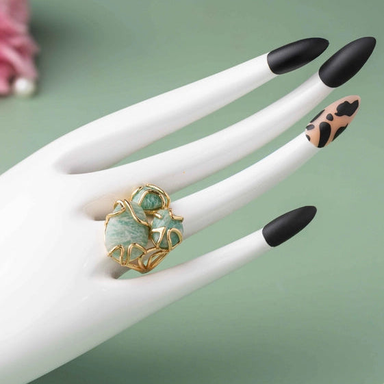 Striking blue opaque stone ring, a unique addition. - TMV_RG17
