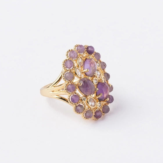 Exquisite amethyst and cubic zirconia ring in a stunning pave setting - TMV_RG2