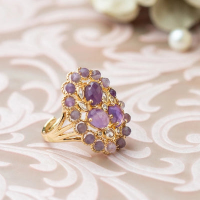 Exquisite amethyst and cubic zirconia ring in a stunning pave setting - TMV_RG2