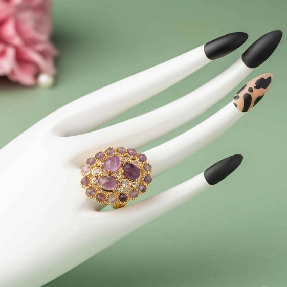 Exquisite amethyst and cubic zirconia ring in a stunning pave setting - TMV_RG2