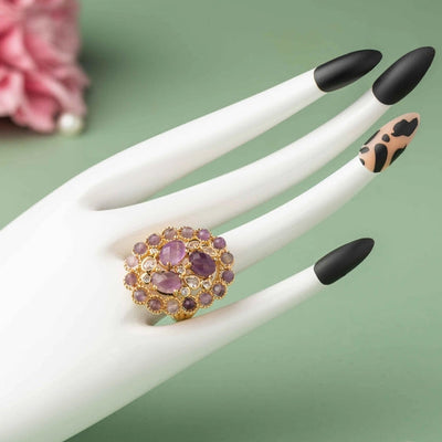 Exquisite amethyst and cubic zirconia ring in a stunning pave setting - TMV_RG2