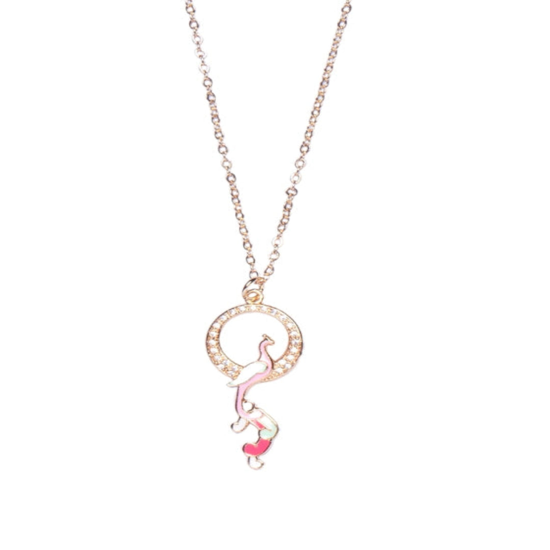 Pink & Light Green Enamel Pendant on Thin Delicate Chain: A Fusion of Charm - TMV_PD5