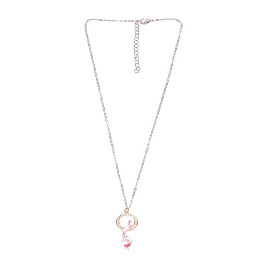Pink & Light Green Enamel Pendant on Thin Delicate Chain: A Fusion of Charm - TMV_PD5