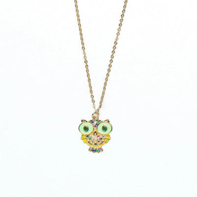 Fluorescent Green Owl Pendant with Delicate Chains: Radiant and Trendy - TMV_PD6
