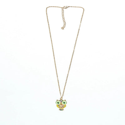 Fluorescent Green Owl Pendant with Delicate Chains: Radiant and Trendy - TMV_PD6