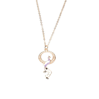 Purple, White & Green Enamel Pendant with Thin Delicate Chains: Colorful Elegance - TMV_PD4