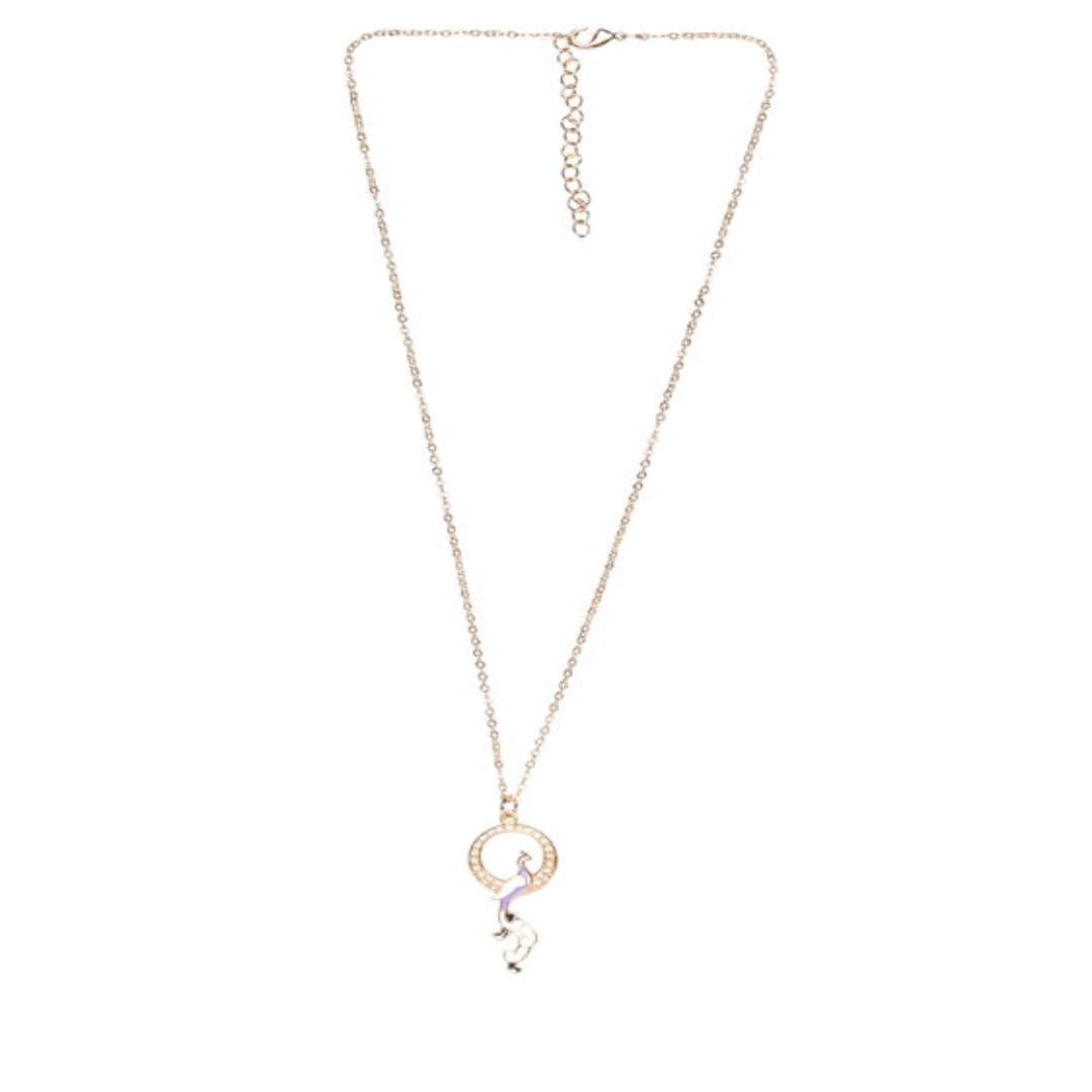 Purple, White & Green Enamel Pendant with Thin Delicate Chains: Colorful Elegance - TMV_PD4