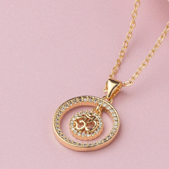 Aum Pendant Featuring Thin Delicate Chains: Stylish Symbolism - TMV_PD1