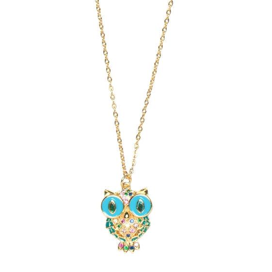 Blue Owl Pendant with Thin Delicate Chains: A Stylish Accent - TMV_PD8
