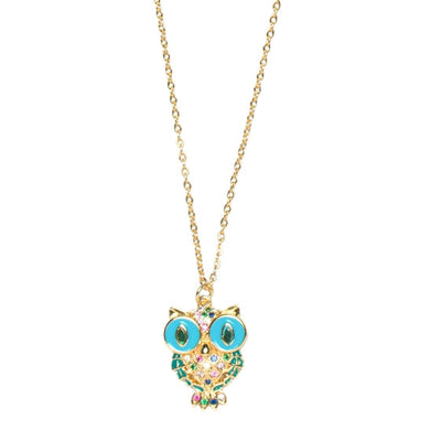 Blue Owl Pendant with Thin Delicate Chains: A Stylish Accent - TMV_PD8