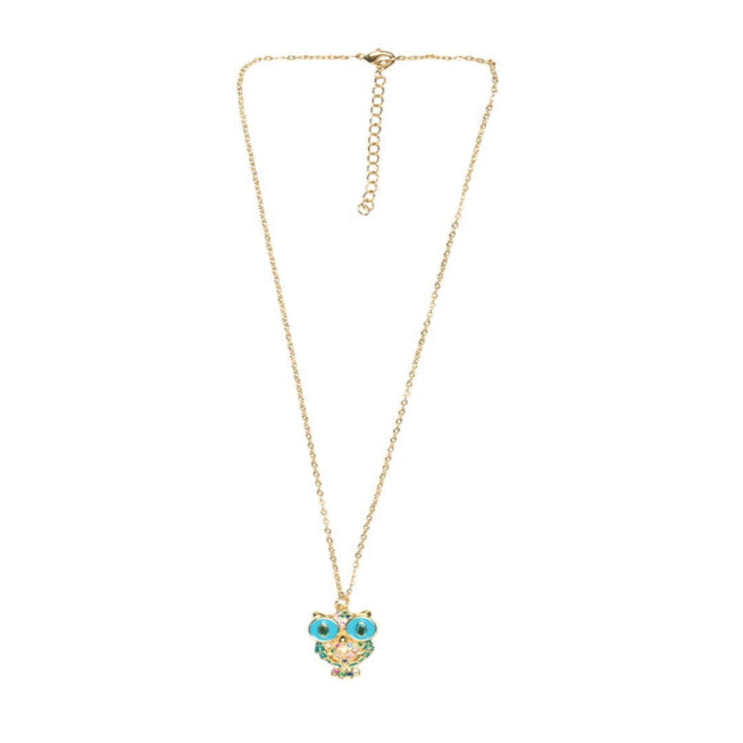 Blue Owl Pendant with Thin Delicate Chains: A Stylish Accent - TMV_PD8