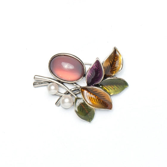Pastel Bloom and Amber Leaves Brooch - TMV_BR7