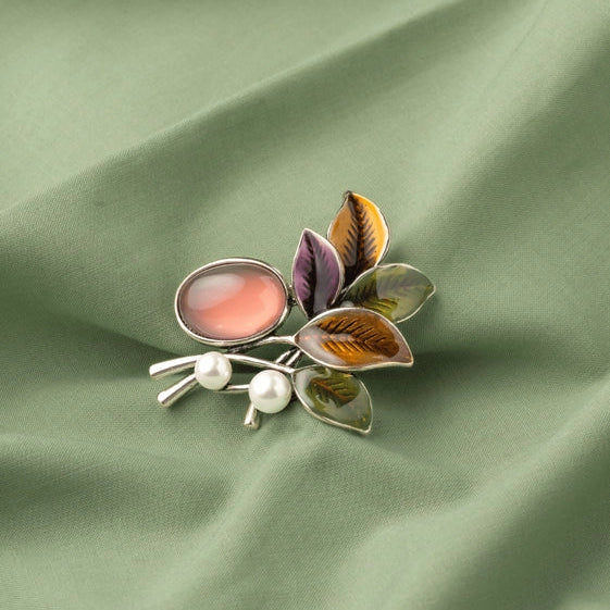 Pastel Bloom and Amber Leaves Brooch - TMV_BR7
