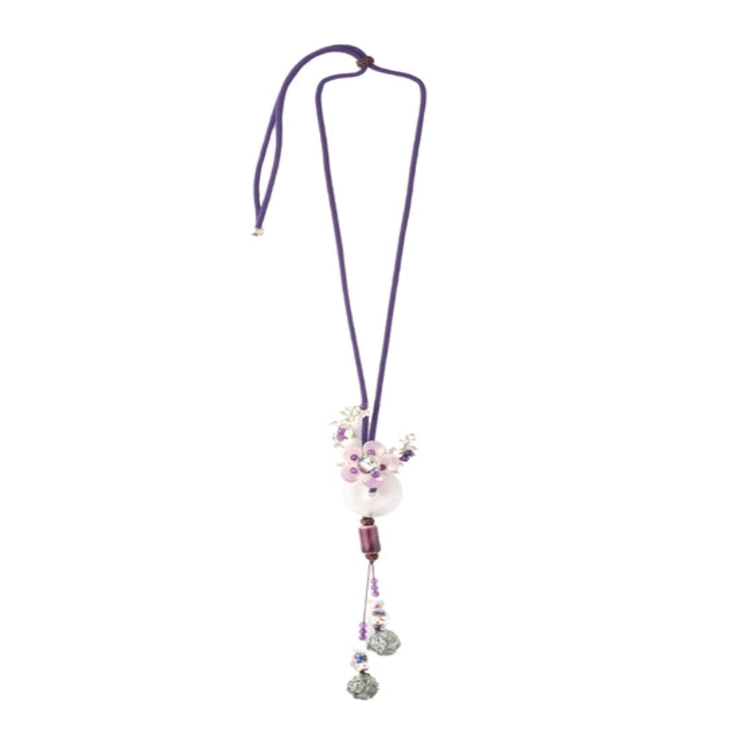 Graceful purple thread with a delicate floral pendant. - TMV_NP2