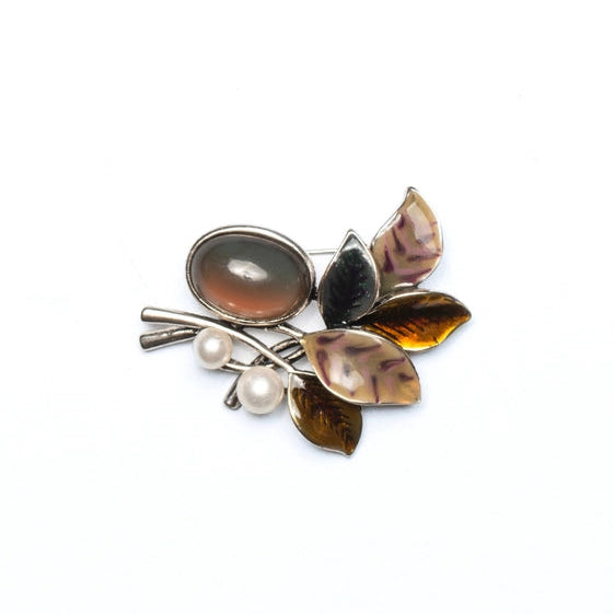 Autumn Leaves and Pearl Brooch - TMV_BR6