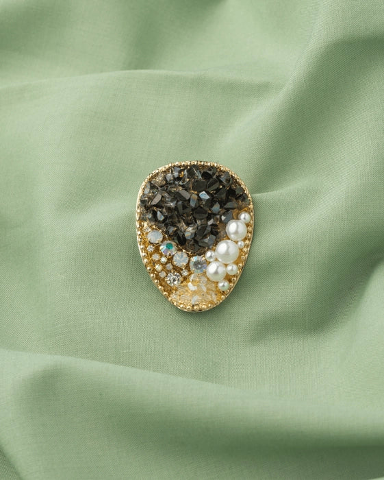 Midnight Mosaic Crystal and Pearl Brooch - TMV_BR21