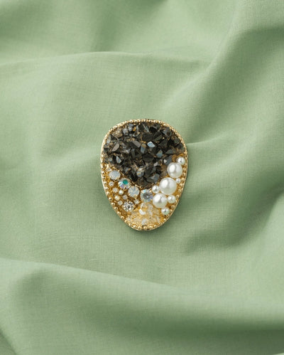 Midnight Mosaic Crystal and Pearl Brooch - TMV_BR21