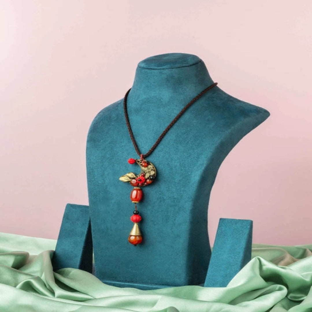 Striking black thread Neckpiece, with a silver flower and a yellow round bead. - TMV_NP8
