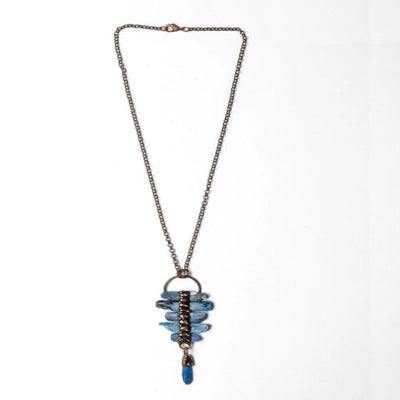 Bohemian Blue Ladder Pendant Necklace - TMV_PD16