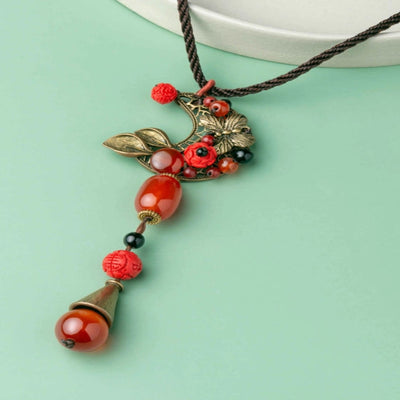 Striking black thread Neckpiece, with a silver flower and a yellow round bead. - TMV_NP8
