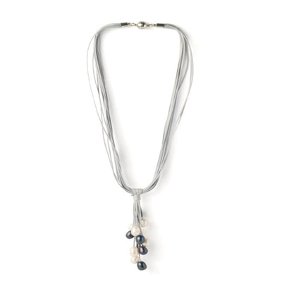 A harmonious Neckpiece, combination of white and dark blue fresh water pearls. - TMV_NP19