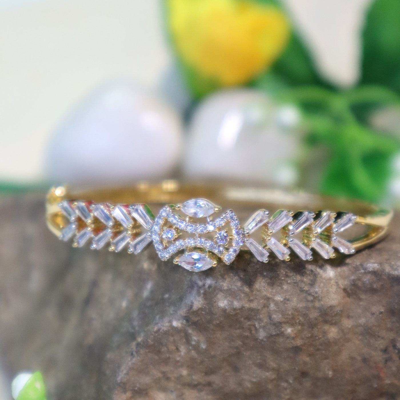 Gold Bracelet with Marquise & Baguette Diamond Accents - SIA450968