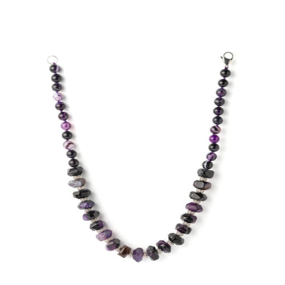 Lovely purple shaded agate beads Neckpiece, with delicate silver embellishments. - TMV_NP12