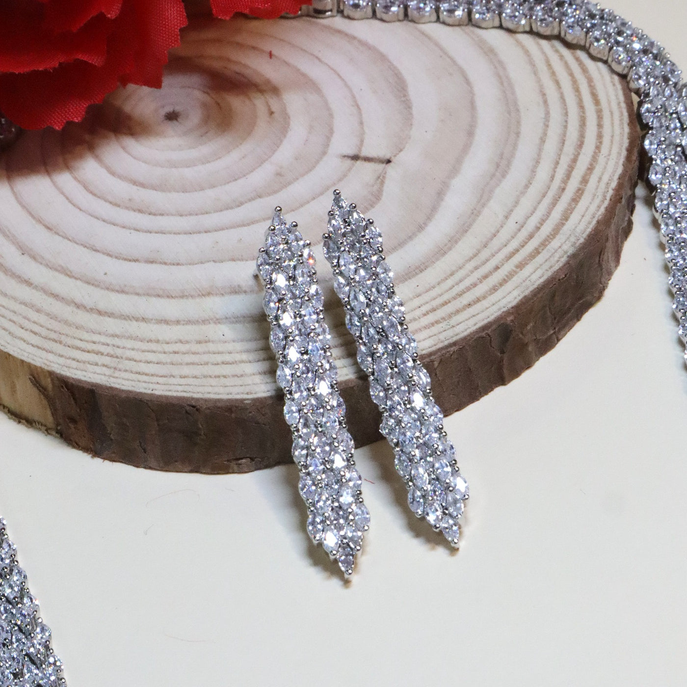 Multi-Row CZ Necklace Set - SIA455096 _A